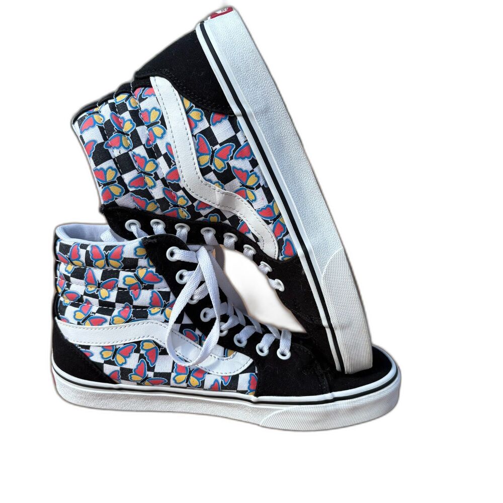 Vans Filmore Hi Butterfly Checkerboard High Top Sneakers Suede Women 7 Men 5.5